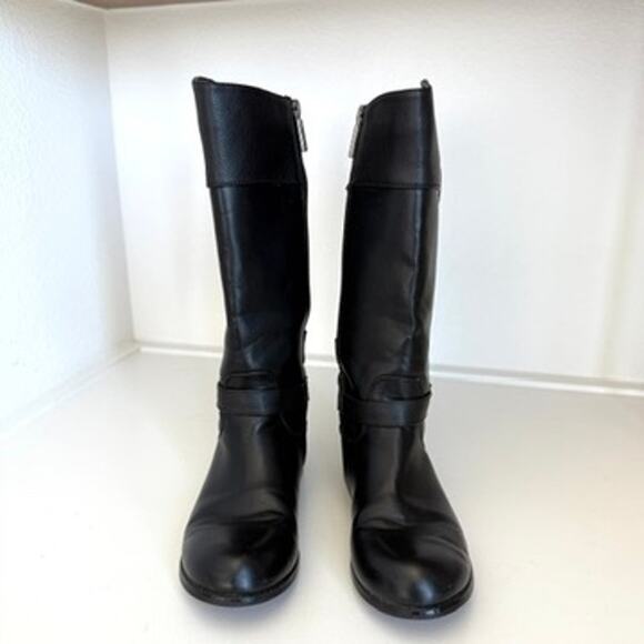 MICHAEL KORS Emma Blaire Riding Boots Black Faux Leather Girls Size 3 Youth - Picture 3 of 8